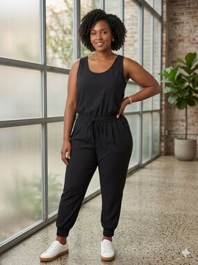 Joie Black Sleeveless Drawstring Jumpsuit